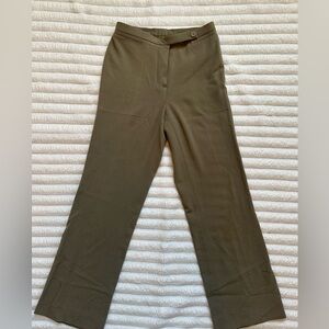 Olive Green Wide-Leg Trousers